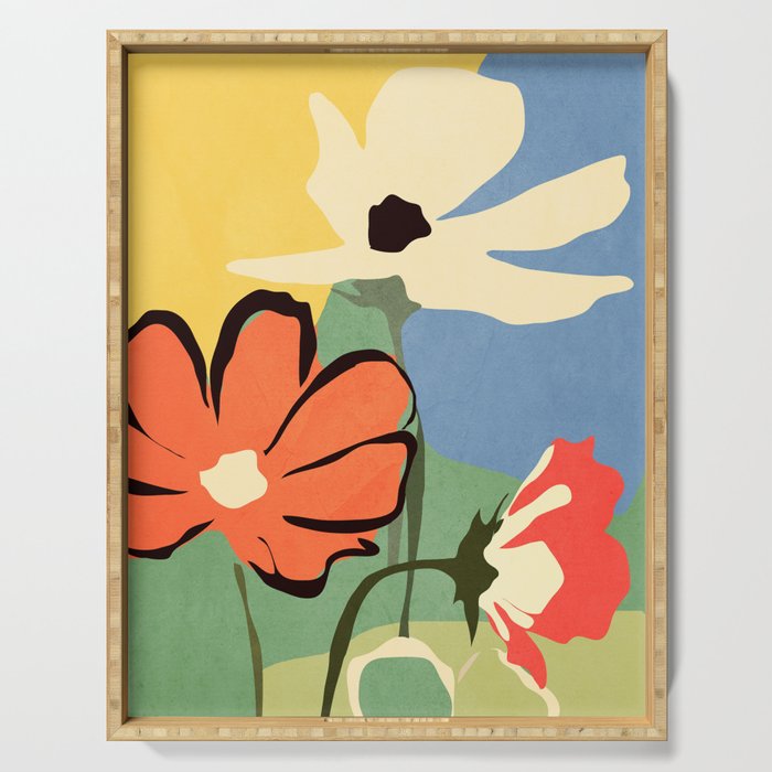 Modern Abstract Art Flowers 14 Serving Tray Gallery Image 1