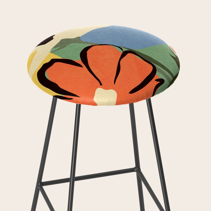 Modern Abstract Art Flowers 14 Stool Gallery Image 2