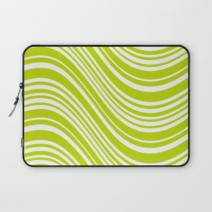 Wavy Stripes XXXVIII - Y2K Lime Green Laptop Sleeve Gallery Image 1