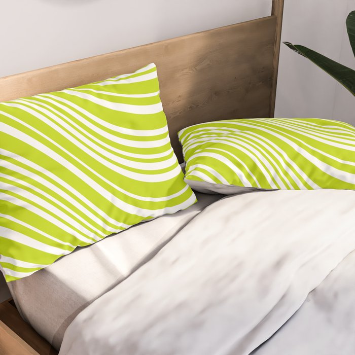 Wavy Stripes XXXVIII - Y2K Lime Green Pillow Sham Gallery Image 2