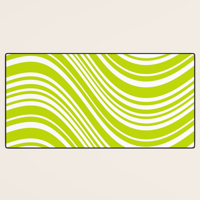 Wavy Stripes XXXVIII - Y2K Lime Green Desk Mat Gallery Image 3