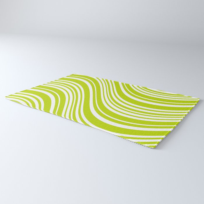 Wavy Stripes XXXVIII - Y2K Lime Green Rug Gallery Image 3