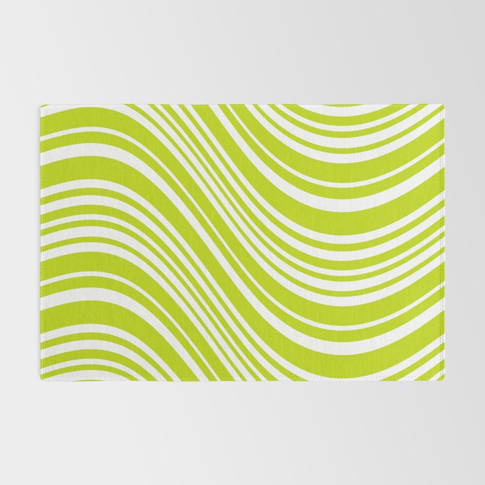 Wavy Stripes XXXVIII - Y2K Lime Green Rug Gallery Image 2