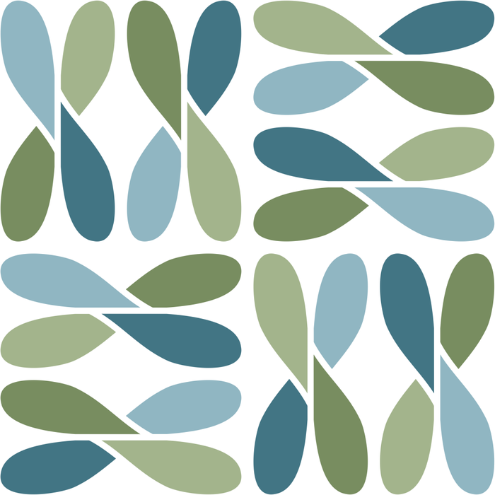 Retro Mid Century Modern Abstract Leaf Pattern Teal Blue Dill Green Coffee Mug Gallery Image 2