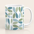 Retro Mid Century Modern Abstract Leaf Pattern Teal Blue Dill Green Coffee Mug Gallery Image 1