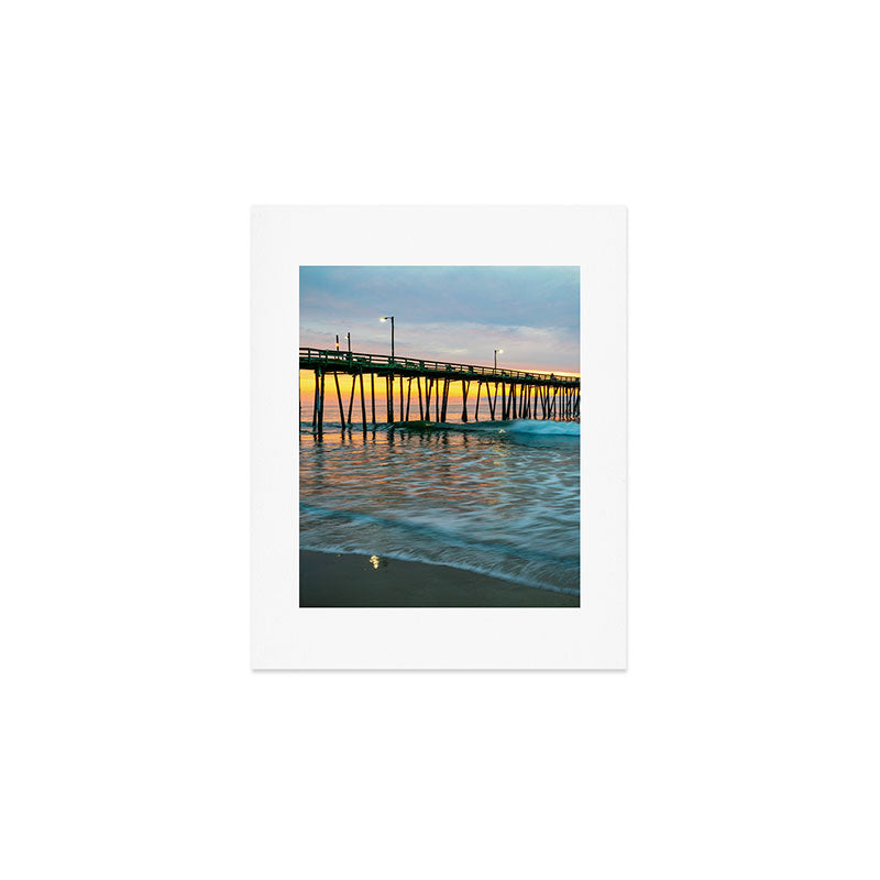 Beach Pier Sunrise Ocean Outer Banks Nags Head North Carolina Print Art Print Gallery Image 1
