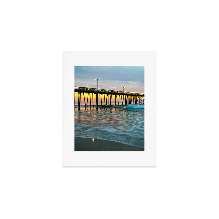 Beach Pier Sunrise Ocean Outer Banks Nags Head North Carolina Print Art Print Gallery Image 1