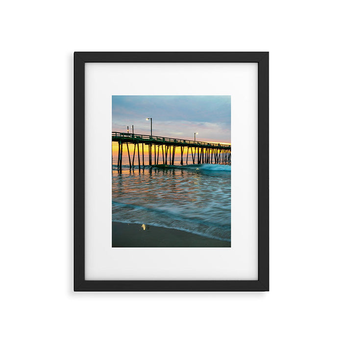 Beach Pier Sunrise Ocean Outer Banks Nags Head North Carolina Print Framed Art Print Gallery Image 1