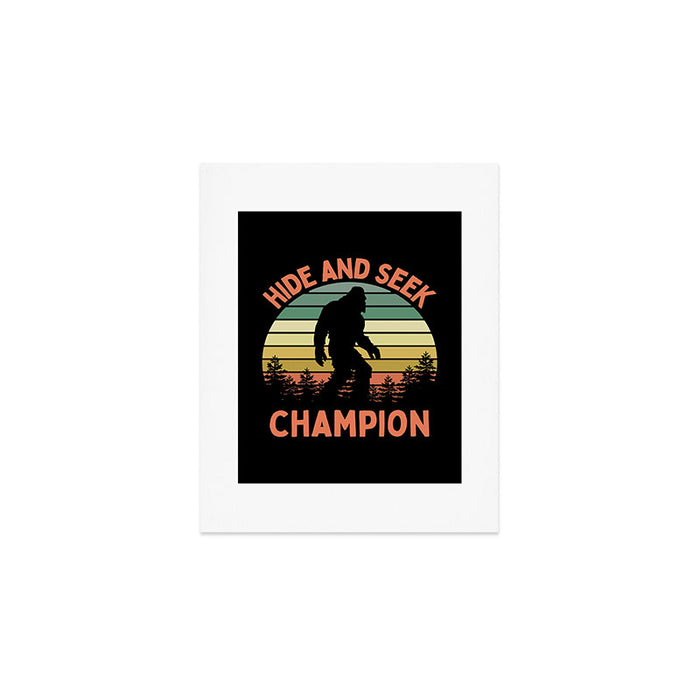 Bigfoot Hide And Seek Champion Funny Sasquatch Vintage Sunset Art Print Gallery Image 1