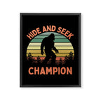 Bigfoot Hide And Seek Champion Funny Sasquatch Vintage Sunset Framed Canvas Print Gallery Image 8