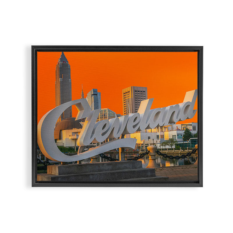 Cleveland Ohio City Skyline Home Fan OH Print Framed Canvas Print Gallery Image 3