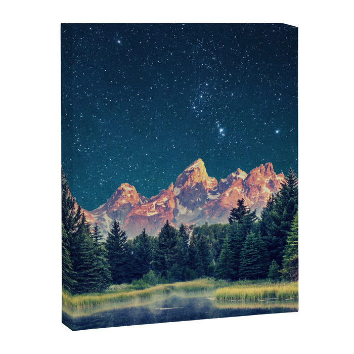 Grand Teton National Park Mountains Stars Night Sky Print Canvas Print Gallery Image 1