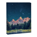 Grand Teton National Park Mountains Stars Night Sky Print Canvas Print Gallery Image 3