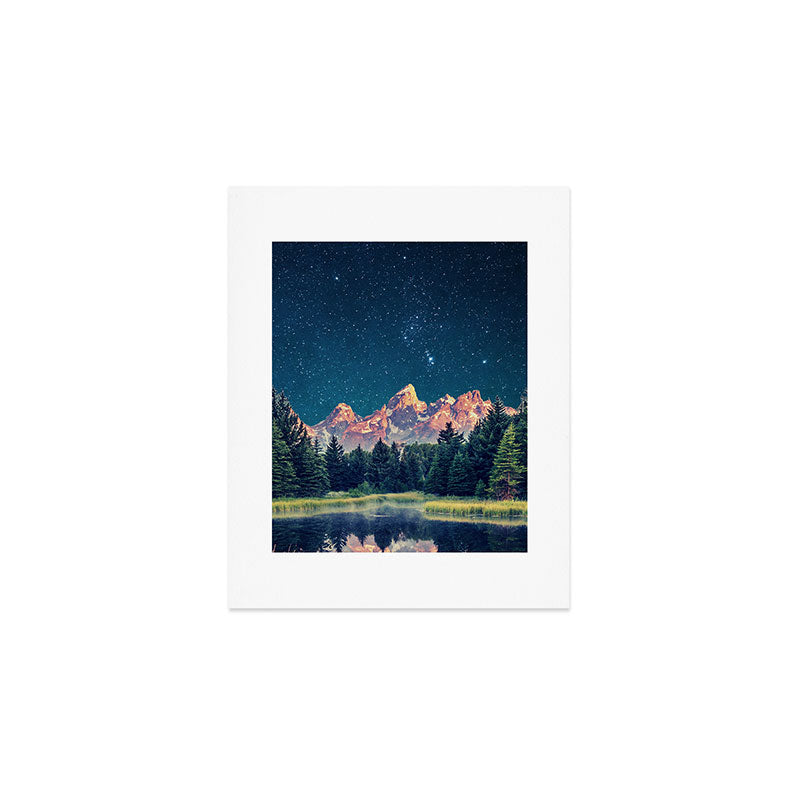 Grand Teton National Park Mountains Stars Night Sky Print Art Print Gallery Image 1