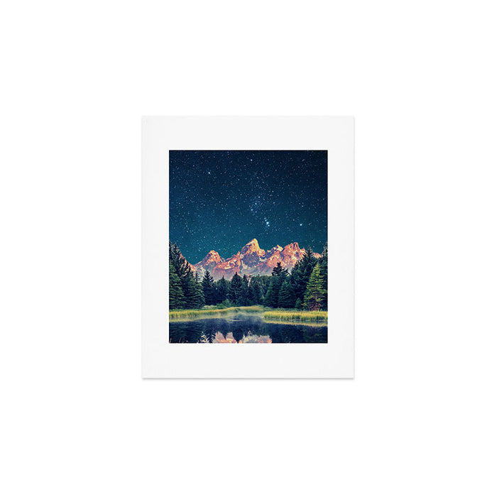 Grand Teton National Park Mountains Stars Night Sky Print Art Print Gallery Image 1