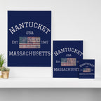 Nantucket Massachusetts Cape Cod American Flag USA Vintage Print Canvas Print Gallery Image 3