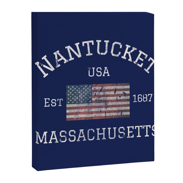 Nantucket Massachusetts Cape Cod American Flag USA Vintage Print Canvas Print Gallery Image 1