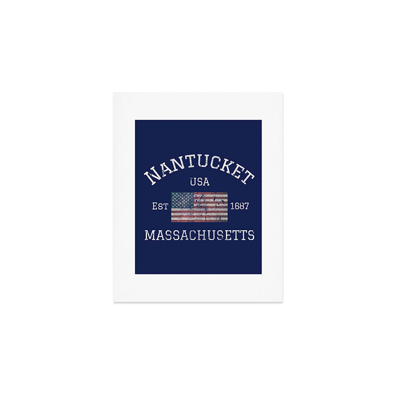 Nantucket Massachusetts Cape Cod American Flag USA Vintage Print Art Print Gallery Image 1