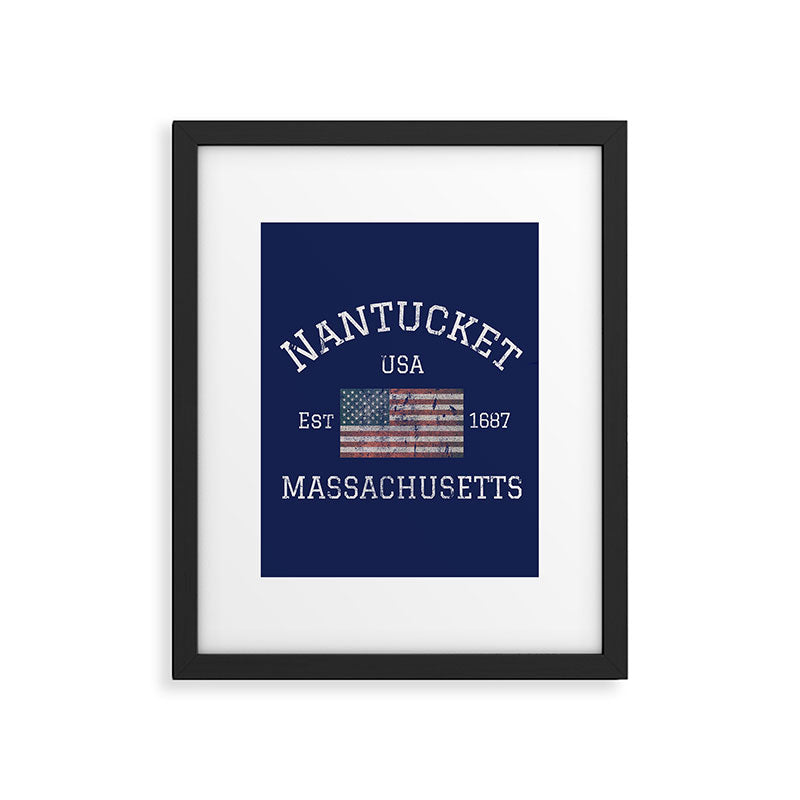 Nantucket Massachusetts Cape Cod American Flag USA Vintage Print Framed Art Print Gallery Image 6