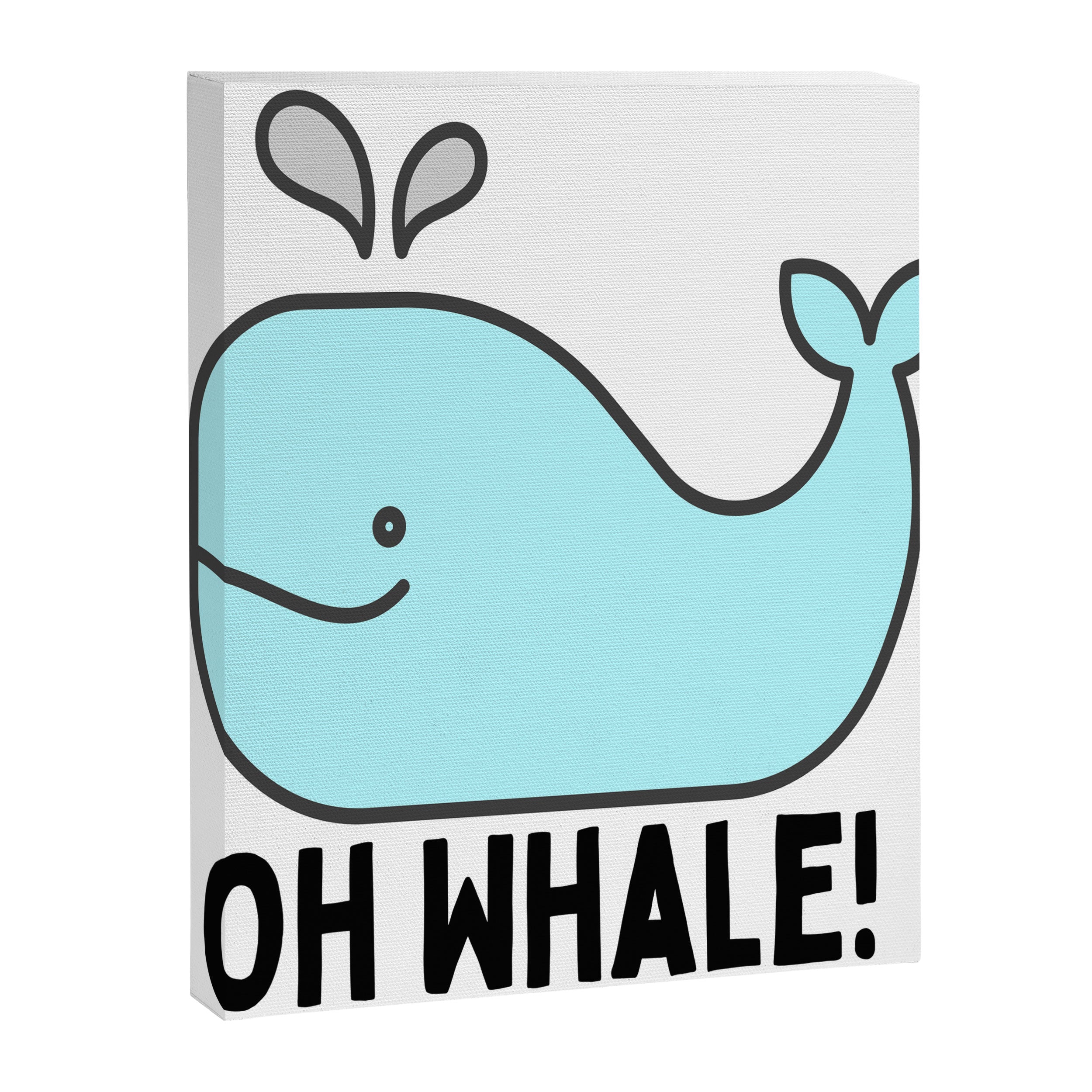 Oh Whale Funny Cute Pun Ocean Animal Cartoon Beach Canvas Print Gallery Image 3