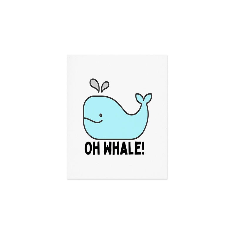 Oh Whale Funny Cute Pun Ocean Animal Cartoon Beach Art Print Gallery Image 1
