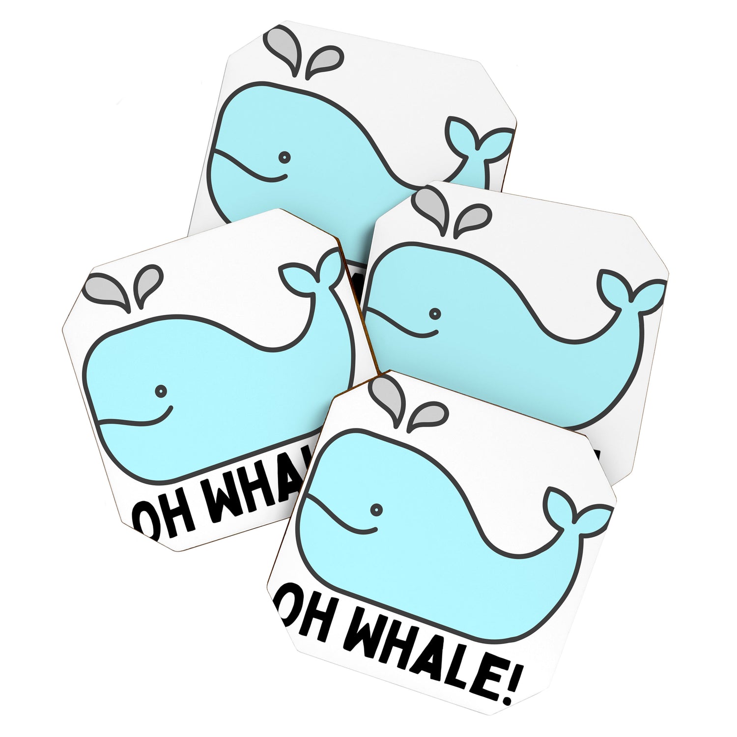 Oh Whale Funny Cute Pun Ocean Animal Cartoon Beach Coaster Gallery Image 1