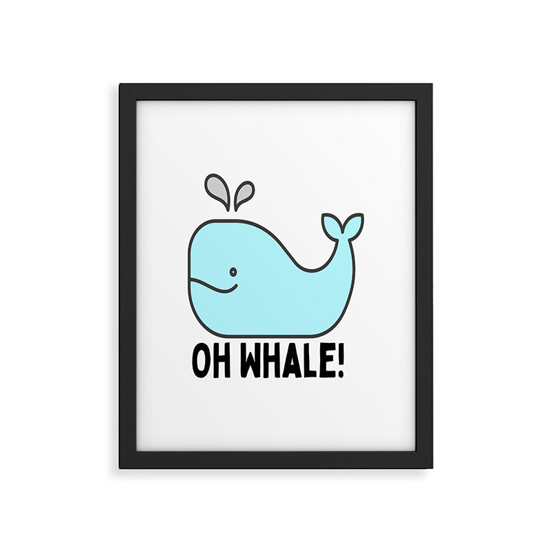 Oh Whale Funny Cute Pun Ocean Animal Cartoon Beach Framed Art Print Gallery Image 6