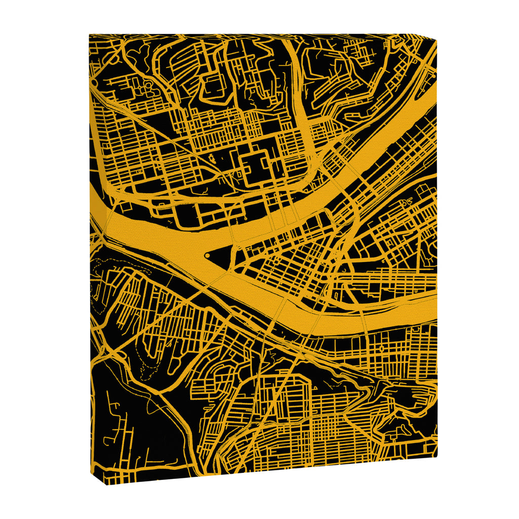 Pittsburgh City Map Pennsylvania 412 Steel City Vintage Maps Print Canvas Print Gallery Image 3