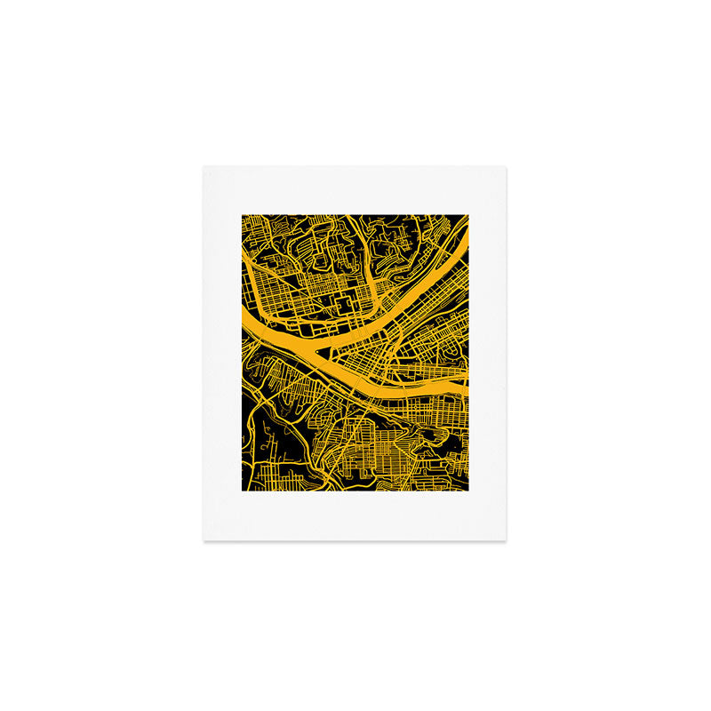 Pittsburgh City Map Pennsylvania 412 Steel City Vintage Maps Print Art Print Gallery Image 1