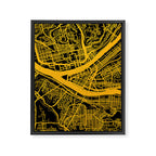 Pittsburgh City Map Pennsylvania 412 Steel City Vintage Maps Print Framed Canvas Print Gallery Image 3