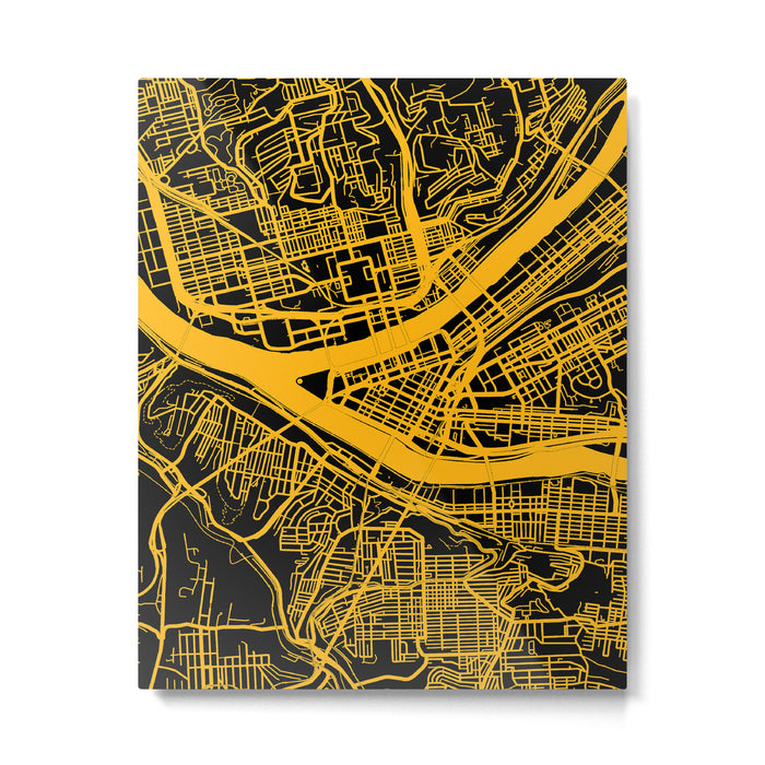 Pittsburgh City Map Pennsylvania 412 Steel City Vintage Maps Print Metal Print Gallery Image 1