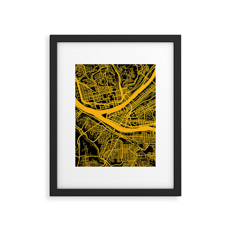 Pittsburgh City Map Pennsylvania 412 Steel City Vintage Maps Print Framed Art Print Gallery Image 6