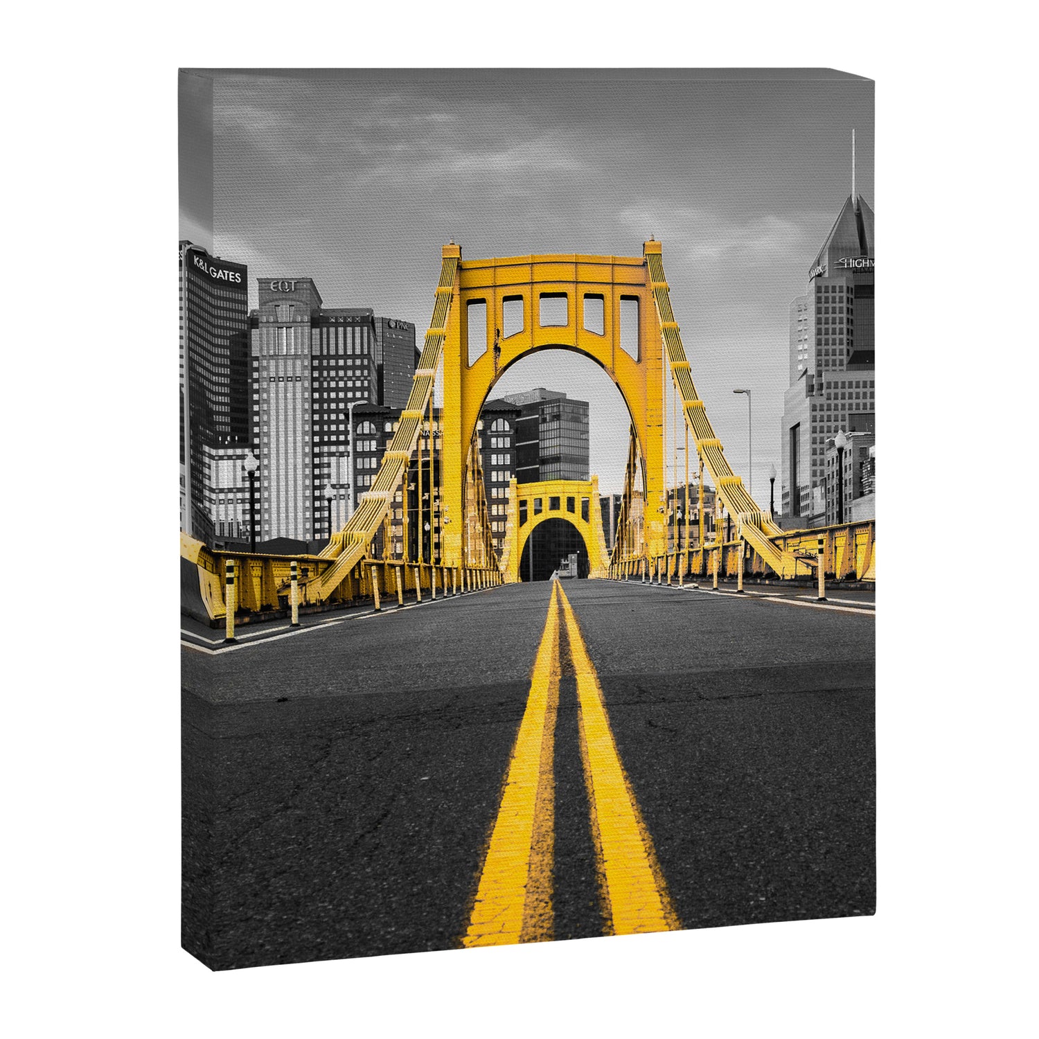 Pittsburgh Pennsylvania Steel City Skyline Bridge Black And White Photography Print Canvas Print Gallery Image 3