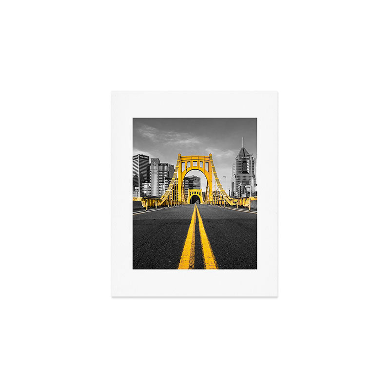 Pittsburgh Pennsylvania Steel City Skyline Bridge Black And White Photography Print Art Print Gallery Image 1