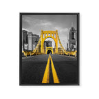 Pittsburgh Pennsylvania Steel City Skyline Bridge Black And White Photography Print Framed Canvas Print Gallery Image 3