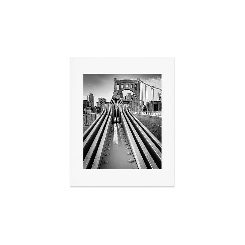 Pittsburgh Pennsylvania Steel City Skyline Bridge Black White Print Art Print Gallery Image 1