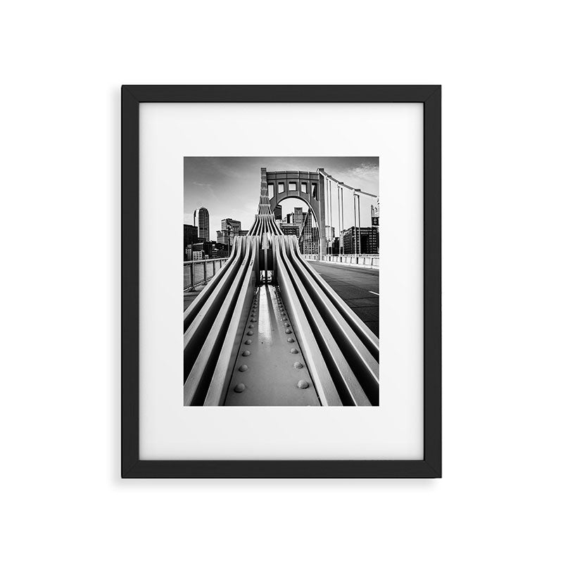 Pittsburgh Pennsylvania Steel City Skyline Bridge Black White Print Framed Art Print Gallery Image 4