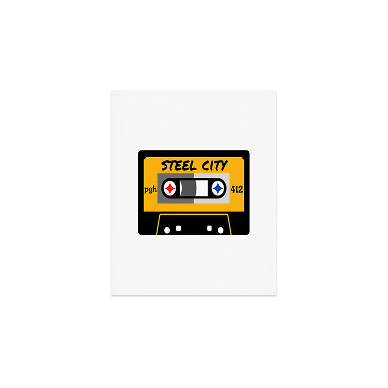Pittsburgh Steel City 412 Vintage Music Cassette Tape Art Print Gallery Image 1