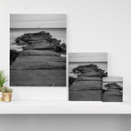 Rocky Pier Lake Erie Cleveland Ohio Black White Coastal Photography Print Canvas Print Gallery Image 3