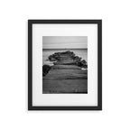 Rocky Pier Lake Erie Cleveland Ohio Black White Coastal Photography Print Framed Art Print Gallery Image 4