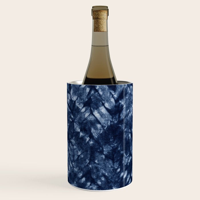 Indigo Blue Shibori Tie Dye, Boho Art Wine Chiller Gallery Image 3