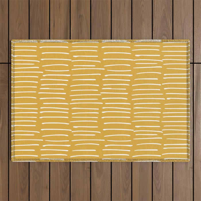 Yellow Abstract Line Art Outdoor Rug Gallery Image 1