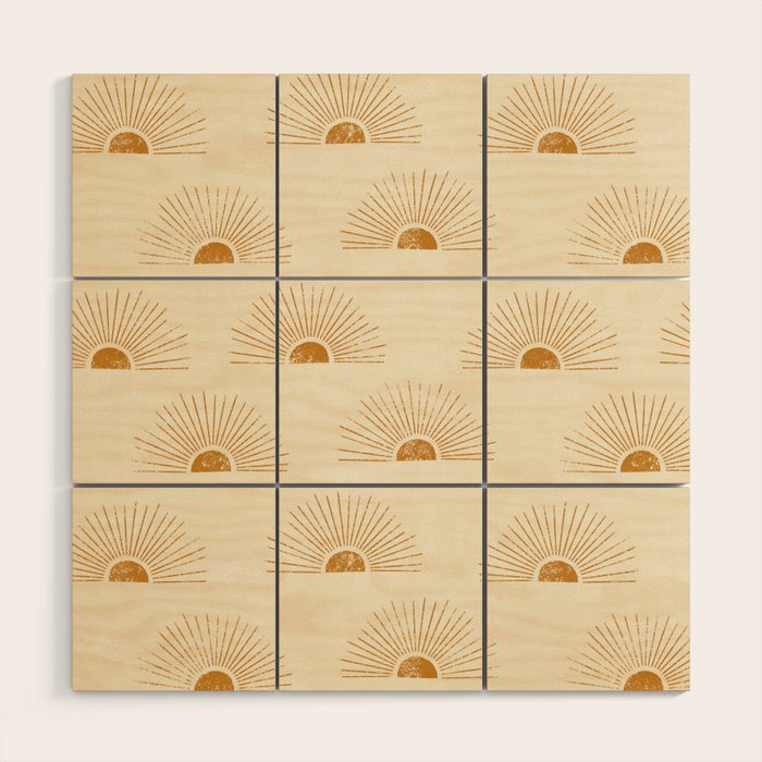 Sunrise - Desert Gold and Cream Wood Wall Art Gallery Image 1