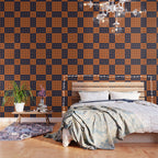 Abstraction Shapes 30 in vintage Orange and Navy Blue Wallpaper Gallery Image 3