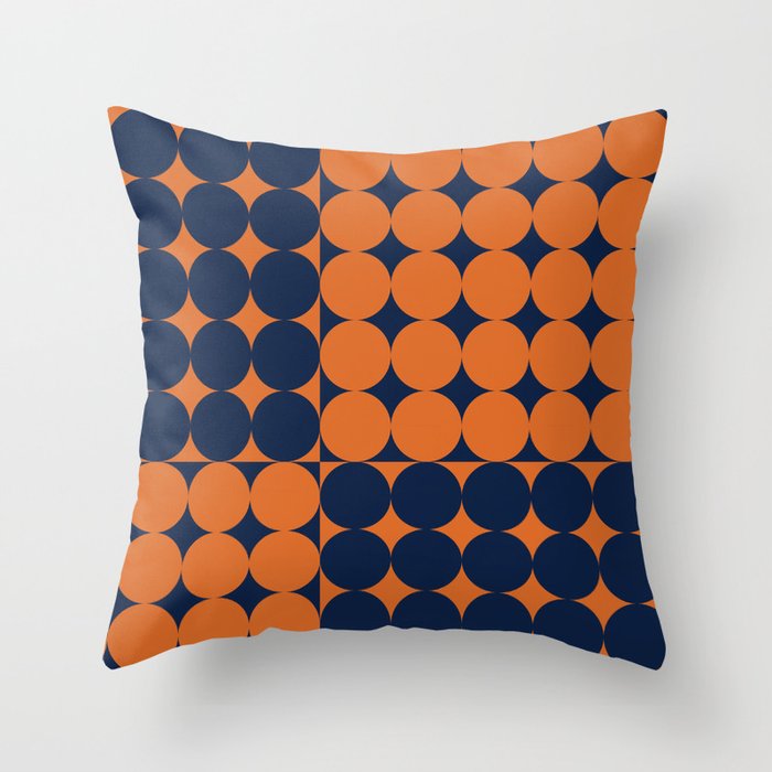 Abstraction Shapes 30 in vintage Orange and Navy Blue Throw Pillow Gallery Image 6