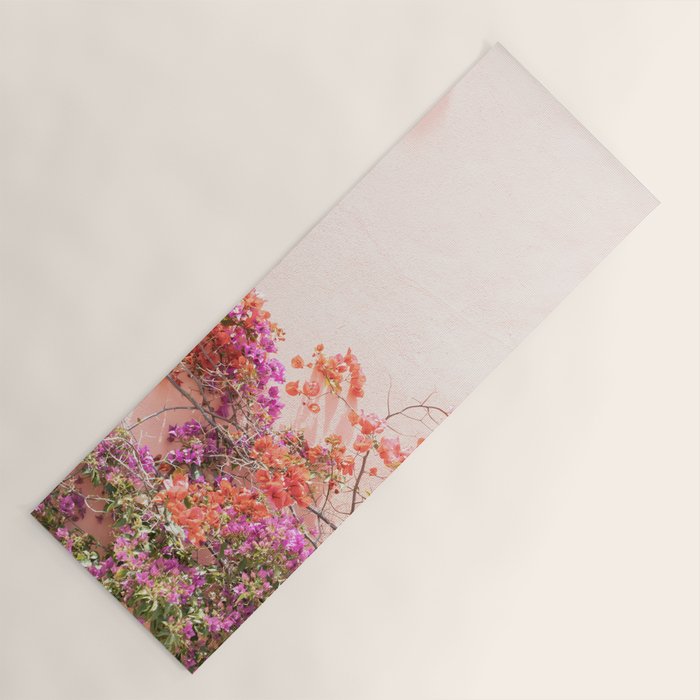 Bougainvillea Flowers in Color | Pink Wall in Cascais Art Print | Floral Travel Photography in Portugal Yoga Mat Gallery Image 1