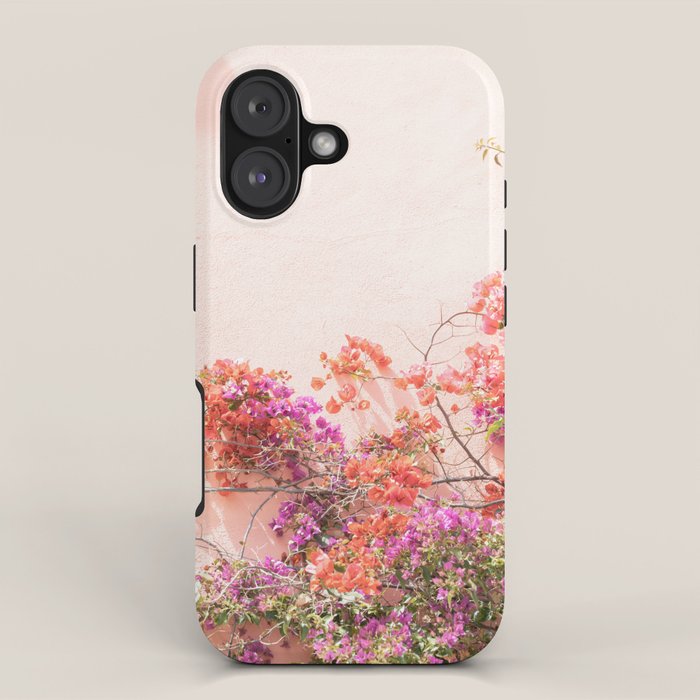 Bougainvillea Flowers in Color | Pink Wall in Cascais Art Print | Floral Travel Photography in Portugal iPhone Case Gallery Image 1
