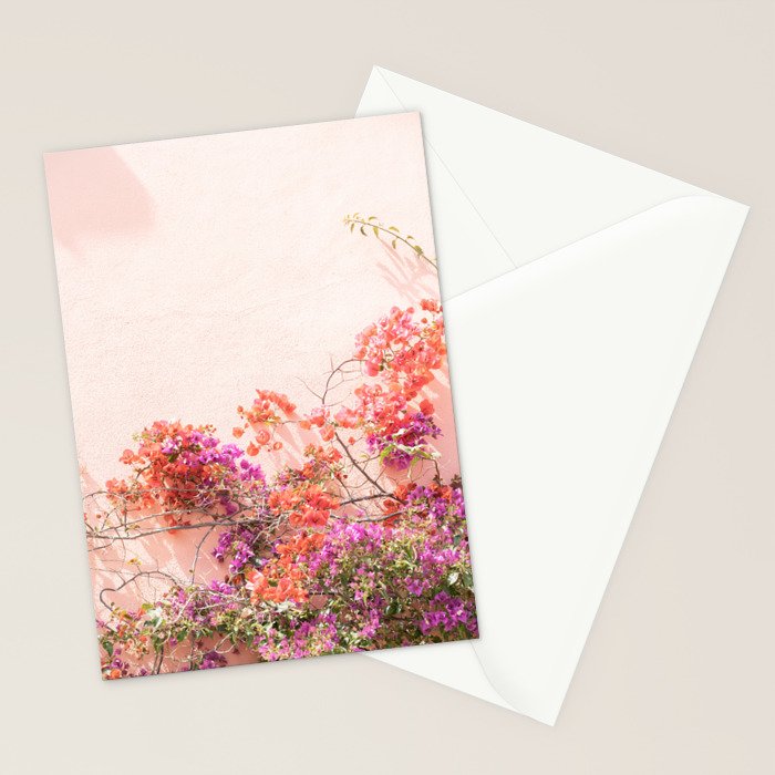 Bougainvillea Flowers in Color | Pink Wall in Cascais Art Print | Floral Travel Photography in Portugal Stationery Card Gallery Image 2