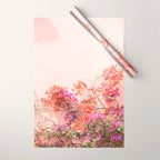 Bougainvillea Flowers in Color | Pink Wall in Cascais Art Print | Floral Travel Photography in Portugal Wrapping Paper Gallery Image 1