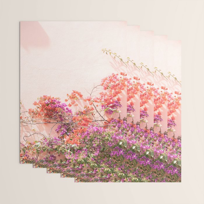 Bougainvillea Flowers in Color | Pink Wall in Cascais Art Print | Floral Travel Photography in Portugal Wrapping Paper Gallery Image 3